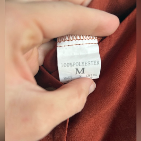 Cute Rust Orange Button-Down Dress - Picture 3 of 4